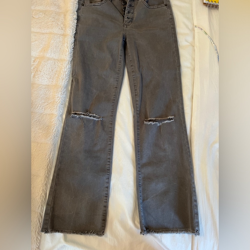 Grey flared jeans